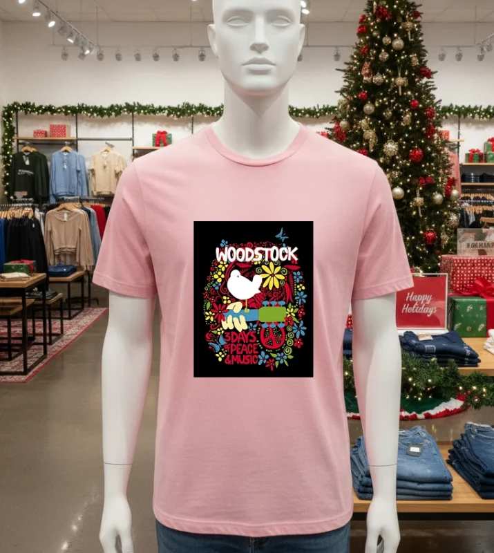 Woodstock 3 Days Of Peace And Music Hippie Retro   Pink T Shitr