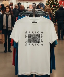Africa Zebra Motif Vintage   White T Shirt