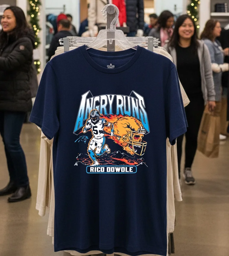 Angry Runs 2025 Panthers Rico Dowdle - navy-t-shirt Angry Runs 2025 Panthers Rico Dowdle Navy T Shirt