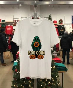 Bitcoin Halloween Ghost   White T Shirt