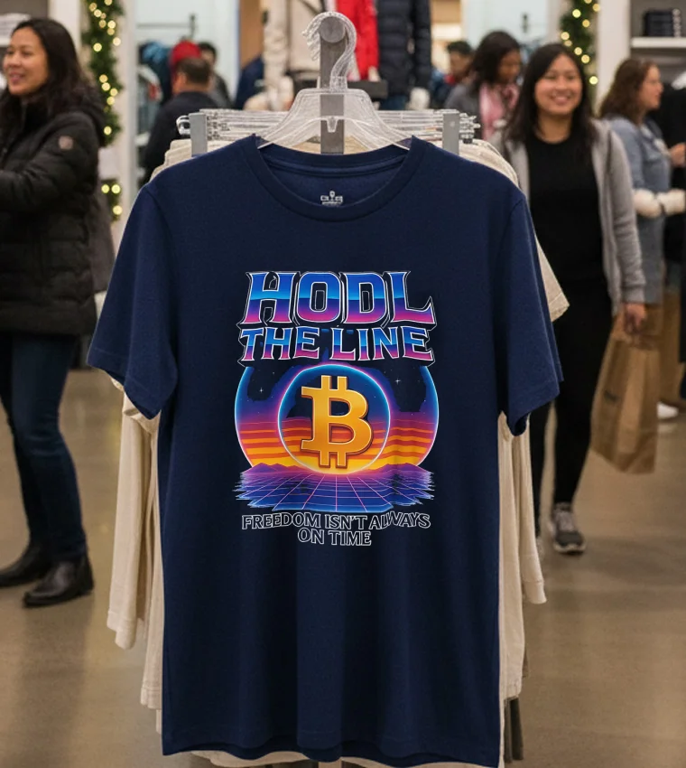 Bitcoin Hold The Line Freedom Isn T Always On Time - navy-t-shirt Bitcoin Hold The Line Freedom Isn T Always On Time Navy T Shirt