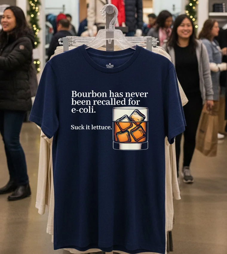 Bourbon Has Never Been Recalled For E Coli Suck It Lettuce - navy-t-shirt Bourbon Has Never Been Recalled For E Coli Suck It Lettuce Navy T Shirt 1