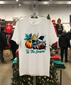 Carolina Panthers Tis The Season Halloween   White T Shirt