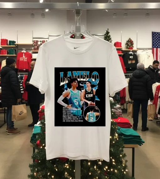 Charlotte Hornets Lamelo Ball Graphic   White T Shirt