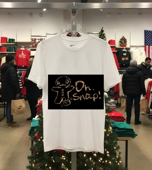 Christmas Gingerbread Cookie On Snap   White T Shirt