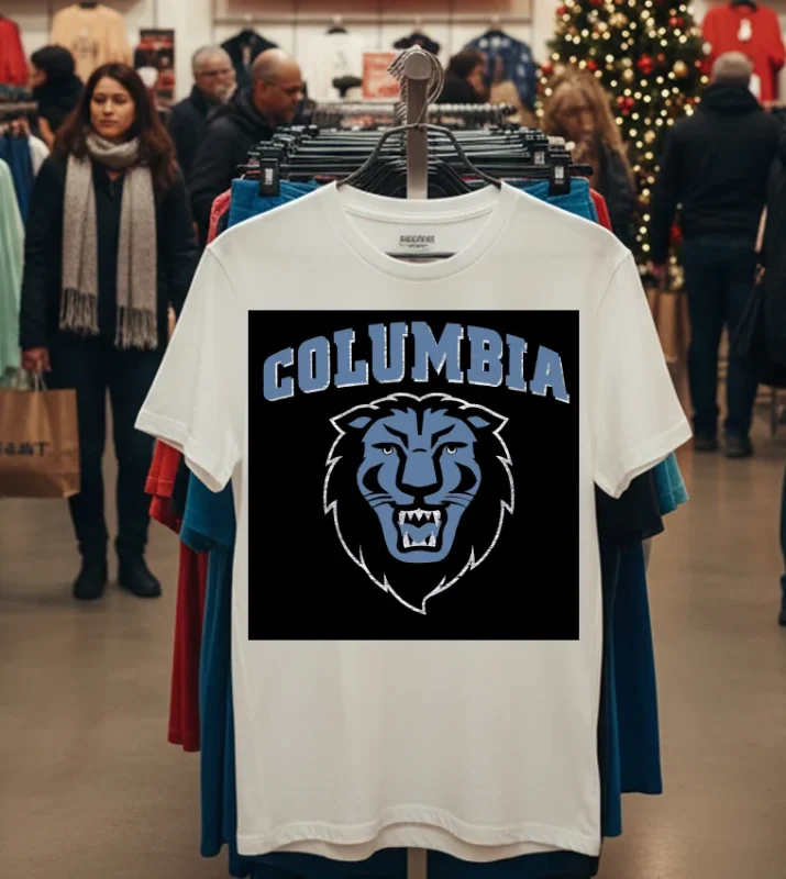 Columbia Lions University Athletics Retro   White T Shirt