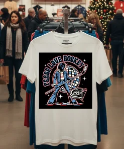 Columbus Blue Jackets Peace Love Hockey   White T Shirt