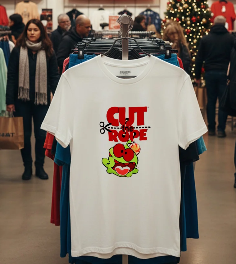 Cut The Rope Om Nom Video Games - white-t-shirt Cut The Rope Om Nom Video Games White T Shirt