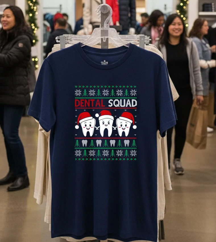 Dental Squad Funny Christmas Dentist - navy-t-shirt Dental Squad Funny Christmas Dentist Navy T Shirt 1