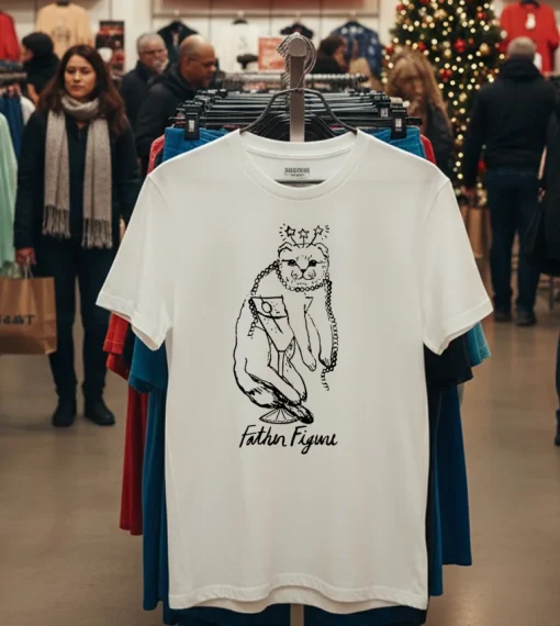 Fiorenza Art Father Figure Cat   White T Shirt