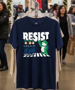 Frog Resist Portland Frog Protest Activist Frog Liberal Resistance   Navy T Shirt