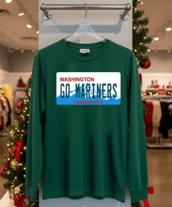 Go Mariners License Plate Washington Seattle Mariners Baseball   Green T Shirt