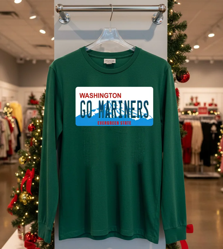 Go Mariners License Plate Washington Seattle Mariners Baseball - green-t-shirt Go Mariners License Plate Washington Seattle Mariners Baseball Green T Shirt