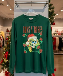 Guns N Roses Holiday Skull funy colorful t-shirt