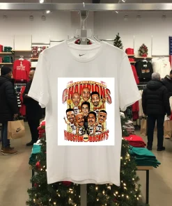 Houston Rockets 94 And 95 Back To Back Nba World Champions Cartoon Graphic Team Players   White T Shirt