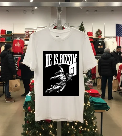 Jesus He Is Rizzin   White T Shirt