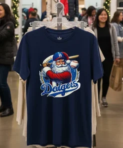 LA dodgers Santa Claus mery christmas happy funy colorful t-shirt