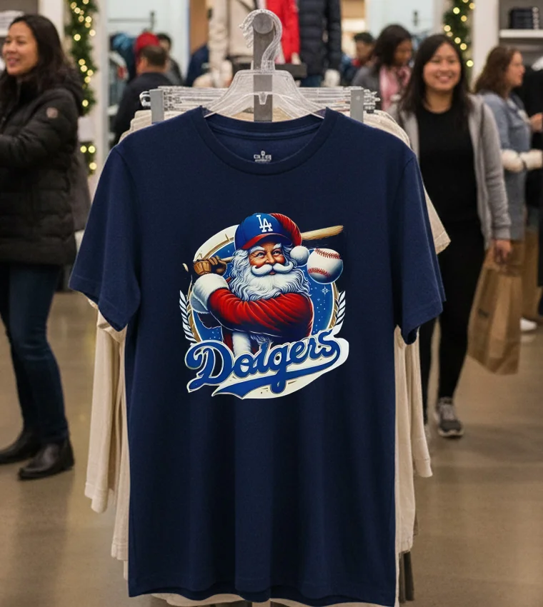 La Dodgers Santa Claus Mery Christmas Happy - navy-t-shirt La Dodgers Santa Claus Mery Christmas Happy Navy T Shirt 1