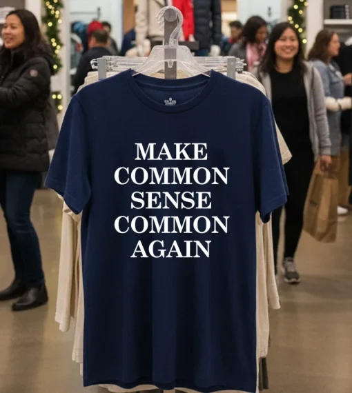 Make Common Sense Common Again   Navy T Shirt