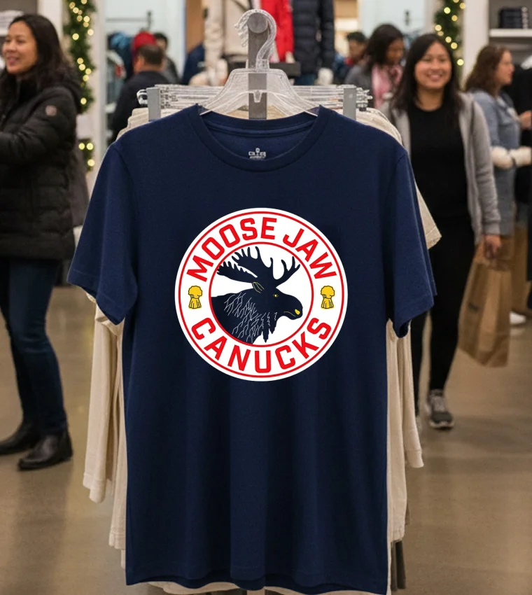 Moose Jaw Canucks Logo - navy-t-shirt Moose Jaw Canucks Logo Navy T Shirt 1