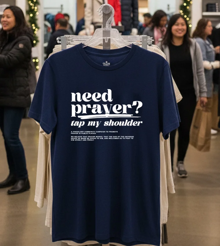 Need Prayer Tap My Shoulder - navy-t-shirt Need Prayer Tap My Shoulder Navy T Shirt 1