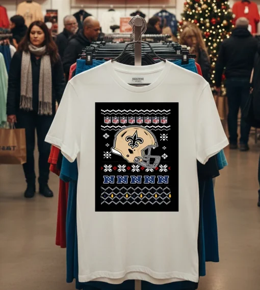 New Orleans Saints Football Logo Team Helmet Merry Chritmas 2024   White T Shirt