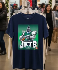 New York Jets Robot Anime Navy T Shirt 1