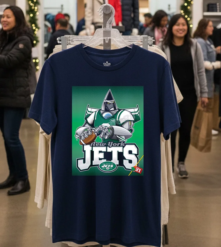 New York Jets Robot Anime - navy-t-shirt New York Jets Robot Anime Navy T Shirt 1