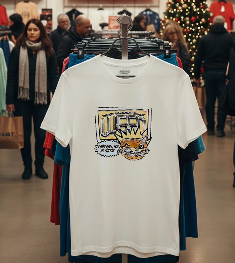 Not Right But Wrong In A Good Way Weed Pork Roll Egg And Cheese Retro T - white-t-shirt Not Right But Wrong In A Good Way Weed Pork Roll Egg And Cheese Retro T White T Shirt