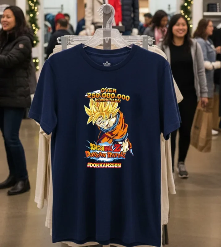 Over 250M Downloads Dragon Ball Z Dokkan Battle   Navy T Shirt