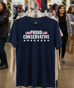Proud Conservative America Flag Navy T Shirt 1