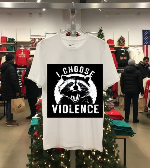 Raccoon I Choose Violence   White T Shirt