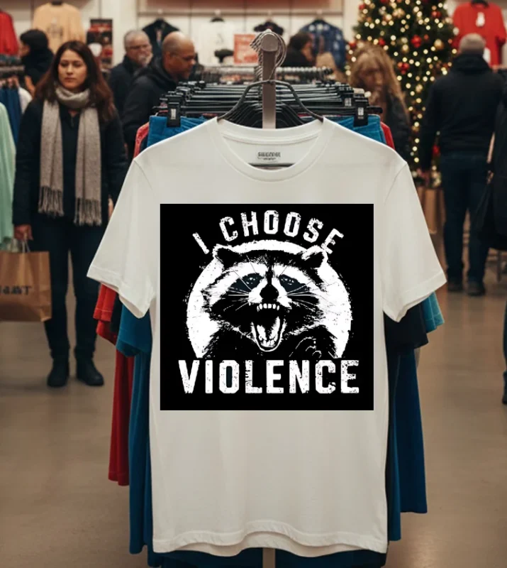Raccoon I Choose Violence   White T Shirt