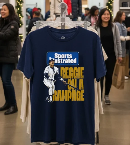 Reggie Jackson Sports Illustrated & New York Yankees Rampage   Navy T Shirt
