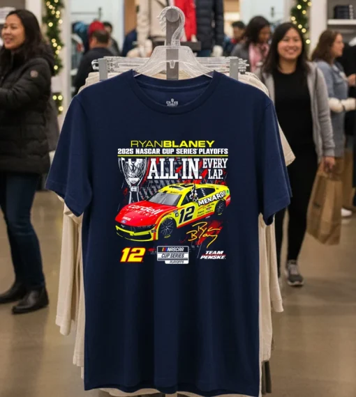 Ryan Blaney Checkered Flag Sports 2025 Nascar Cup Series Playoffs Menards   Navy T Shirt