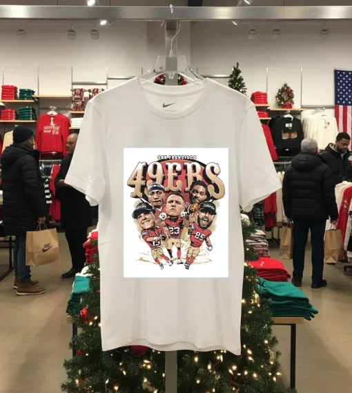 San Francisco 49Ers Big Head Graphic Team Players   White T Shirt