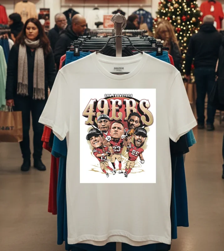 San Francisco 49Ers Big Head Graphic Team Players   White T Shirt