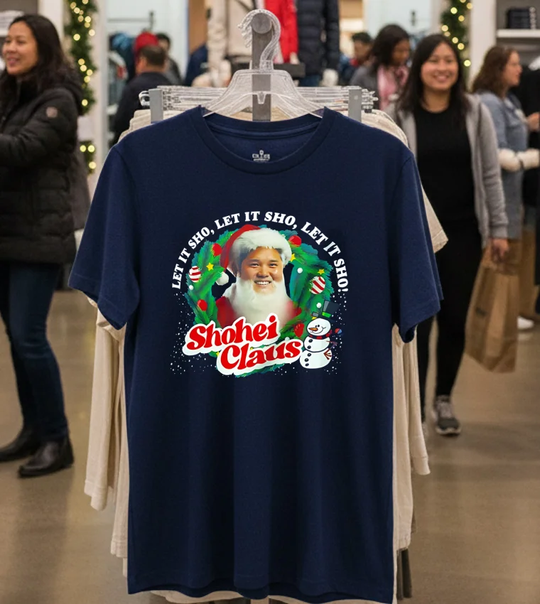 Shohei Ohtani Let It Sho Let It Sho Let It Sho Noel - navy-t-shirt Shohei Ohtani Let It Sho Let It Sho Let It Sho Noel Navy T Shirt 1